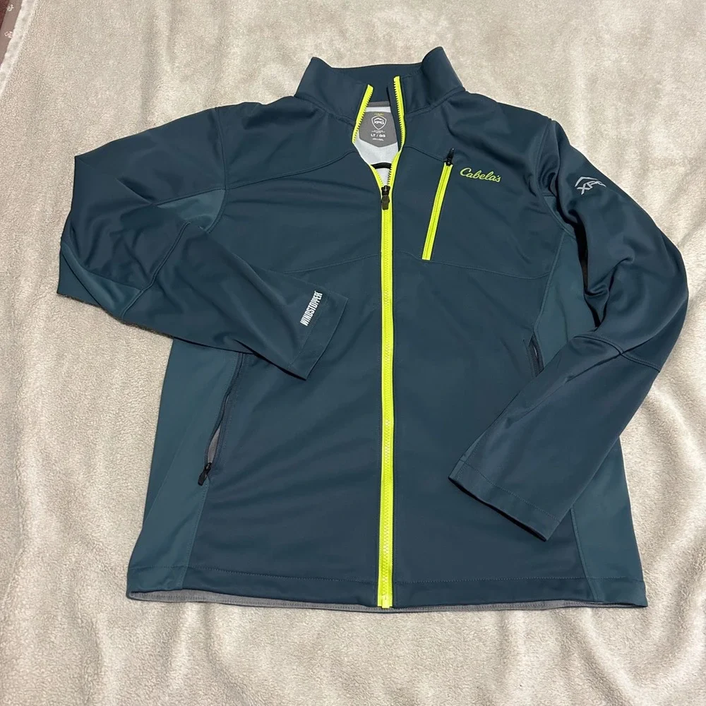 Cabela's XPG Softshell Jacket Mens LT Blue Windstopper Full Zip Outdoor Hiking